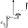 Granitan Scarico Lavandino Cucina - Sifone Lavandino - Sifone Lavello Cucina con Attacco per Lavastoviglie - Scarichi 115 mm (3 1/2) - Scarico per 1 vasca - Bianco/Nero - Automatico - Granitan