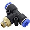 Generico TaoHHU Raccordo pneumatico rapido tipo PB Tee T da 20/50 pezzi, tubo flessibile da 6-12 mm, giunto for compressore d'aria con filettatura da 1/8 1/4 3/8 1/2(PB4-M5,100Pcs)