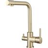 ZPSPZ Rubinetto 3 Vie Cucina, Miscelatore Cucina 3 Vie Oro Spazzolato Rubinetto Lavello Acciaio Inox Multifunzione Rubinetto da Cucina Tre Vie