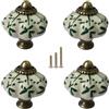 GDQLCNXB Pomelli in ceramica avorio e verde, pomelli a forma di zucca, 4 pomelli vintage per cassetti e 12 viti