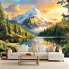Generico Carta da Parati Fotografica Montagne Fiumi Praterie Foreste 100x70 cm Non Tessuto Opaco Effetti 3D Murale Moderna Poster Decor da Parete Per Soggiorno Ufficio Camera dei Bambini Muro di Sfondo