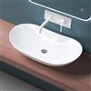 Mai & Mai Lavabo da Appoggio 63x36,5x14cm, Lavandino Bagno Ovale Brüssel858 Lavabo in Ceramica Bianca Nano Rivestimenti Bianco lucido