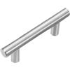Pidynx Confezione da 10 maniglie per armadietti, 6,4 cm, 64 mm, in acciaio inox nichelato spazzolato, color argento, per cucina, spogliatoi e armadi, mobili da bagno (10, argento, fori centrali da 6,4 cm)