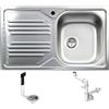 FHULLER TM861ILPC Lavello Cucina Acciaio Inox Prelucido 86X50 con 1 Vasca 33X37 H 15,5 Destra e Gocciolatoio Sinistra ● Incasso Cucina Atmosfera ● Made in Italy - Lavabo da Incasso Made in Italy