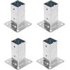 Aqbau Set di 4 supporti per pali da avvitare 70 x 70 mm, staffe per pali in legno zincate a caldo con piastra per tasselli, supporto palo recinzione per pergolato, gazebo e tettoia esterna