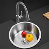 XUNFAKE Lavello Da Incasso Acciaio Inox Lavello Da Cucina Lavandino Tondo Sottopiano Con Rubinetto Lavabo Cucina Incasso Per Cucina Camper Bar Caffetteria (36 * 36cm)