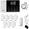HUXGO® HXA005 Allarme casa senza fili WiFi + GSM 4G con sirena | Kit allarme con 1x rilevatore di movimento, 7x sensori per porte e finestre, telecomando | Antifurto casa wireless