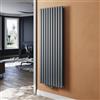 SUNXURY Radiatore da bagno, 593 x 1800 mm, radiatore a tubo, verticale, a doppio strato, con attacco centrale multiblocco, antracite