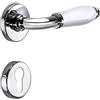 JUVA set di maniglie cromo - porcellana bianca per porte maniglia cromata per porte da camera | maniglia a leva per porte interne d'epoca | maniglia per porte PZ - profilo cilindro | MARINA 108 | 1