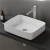 doporro Lavabo da Appoggio in Ceramica Lavabo Bagno Rettangolare Lavandino con Bordo Sottile 50x40x13,5 cm Bianco Lucido Lavamani Lavello senza Foro Rubinetto per Guardaroba Bagno Brüssel106