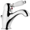 Yellowshop - Miscelatore bagno completo rubinetteria RETRO vintage leva pomo bianco lavabo bidet vasca e doccia incasso esterno in ottone cromato flessibile inox Made in italy (Lavabo)