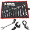 IMJ-Global Set Chiavi Combinate a Cricchetto Forchetta | 12 Pezzi | Reversibili | Snodate | 8-22 mm | 72 Denti | Passo 5° | in Acciaio CrV | con Custodia