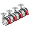 SOTECH set di 4 ruote per mobili di alta qualità Düsseldorf Ø 75 mm (altezza 98,5 mm, cromo/nero, con freno, piastra di montaggio 47 x 47 mm) Ruota - Dona movimento e stile ai tuoi mobili