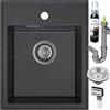 empiria SINK QUALITY SINK QUALITY lavello grafite 40 x 50 cm - lavello in granito con sifone e impregnazione - lavello senza scolapiatti - piccolo lavello per cucina per armadi a partire da 40 cm di larghezza