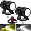 Biqiure 2 x luci di guida per moto con interruttore on/off, mini fari LED fendinebbia 12 W faretto, luci ausiliarie a doppio colore, 6000 K, bianco, 3000 K, giallo, per bici, ATV, UTV, camion, SUV