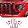 JeCar Kit di 9 coperture per fari e Inserti per griglia Rossa Angry Bird Style per Jeep Wrangler JL JLU Gladiator JT 2024 2025+