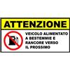 Generico ADESIVO GENERICO 'ATTENZIONE - VEICOLO ALIMENTATO A BESTEMMIE E RANCORE VERSO IL PROSSIMO' (3, 6x3 cm) PER METALLO E VETRO