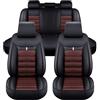 Toets Auto Coprisedili in Pelle di per VW Tiguan 2018-2023, Anteriore E Posteriore Set Completo per 5 Sedili Coprisedile Universale per Auto,E/Black-Coffee
