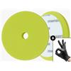 detailmate set compagno di dettagli - Menzerna Premium Polishing Pad Soft Cut Foam - 150 mm - spugna per lucidatura morbida - verde + 2 nitrile - guanti protettivi