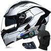 ACLFFSHOP Caschi da Moto Modulari Bluetooth, Casco da Moto a Doppia Visiera Integrale Omologato DOT/ECE, con Doppio Altoparlante e Microfono, per Adulti Uomini e Donne M~XXL