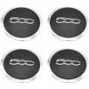 HWBZDPZQD 4 pezzi 133 mm coprimozzo for Fiat for 500 ruote coprimozzo centrale set 68078419AC 68078421AC copertura antipolvere 51884863(Black Silver)
