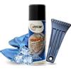 ecocar - Kit Inverno - Deghiacciante 200ml + Raschietto Togli Ghiaccio + Panno - Elimina Istantaneamente - Anti Appannamento - Parabrezza Pulito