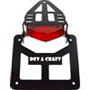 Generico Portatarga 50 CC HM Fantic Valenti Pieghevole Moto Motard Enduro Nero con Faretto Led Rosso