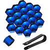 Bseical 20 Pezzi Copri Bulloni Cerchi Auto Set Universale, 17mm 19mm 21mm Copridadi Ruota per Auto, Pneumatici Tappi Coprivite con Strumento di Rimozione (Blu, 19mm)