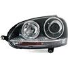 GV-ZONE faro lato sinistro faro lato conducente faro montaggio proiettore luce anteriore auto lampada nero lhd fari compatibili con volkswagen golf 5 incl. gti 2003 2004 2005 2006 2007 2008 VP1401L