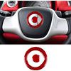 KUNGKIC Adesivi per Volante in Fibra di Carbonio con Marcatura Centrale per Auto, Decorativi per Interni, Compatibile con Mercedes Benz Smart 451 Fortwo 2008-2015, Accessori 2 Pezzi (Rosso)