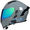SONGDIQI Bluetooth Casco Modulare per Moto, Casco da Moto a Doppia Visiera Integrati Omologato DOT/ECE, con Doppio Altoparlante E Microfono(C5,L(59~60cm))