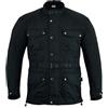 Texpeed Giacca da uomo impermeabile cerata omologata con protezione - Giacca biker lunga invernale con armatura CE (EN 1621-1) Nero - L