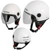 A-Pro Casco Jet Demi Scooter Moto Omologato ECE 22 Visiera Antigraffio Bianco XS
