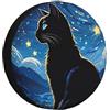 KWQDOZF Copriruota di scorta con motivo gatto nero al chiaro di luna, copriruota con bandiera americana e aquila calva, protezione per ruota resistente alle intemperie, universale, per camper, roulotte, campe