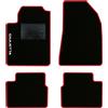 QUEMAR Tappetini Auto per Alfa Romeo GIULIETTA, Bordo Rosso, 1 Ricamo | 2016-2020 / Kit Tappeti Moquette e Gomma su Misura / Set 2 Anteriori + 2 Posteriori / Ricami e Colori Personalizzati