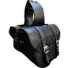 Generico Borse a bisaccia grande in pelle decorative, doppie fibbie in metallo e design classico per moto custom o cruiser mississippi in pelle con patta lavorata per moto custom chopper