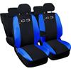 Auto Accessori Lupex Copri-sedili Auto Compatibili C3 | Made In Italy | Set Coprisedili Anteriori Posteriori e Bracciolo | Logo Ricamato | Airbag Compatibile | Interni (Nero/Blu Royal)