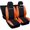 Lupex Shop Copri-sedili Auto Compatibili Punto | Set Coprisedili Anteriori e Posteriori | Logo Ricamato | Airbag Compatibile | Accessori Auto Interno (Nero/Arancione)