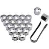 Zambuph 20 pezzi copri dado ruota auto esterno di ricambio coprivite coprimozzo 17-21mm cerchi automobilistici antiruggine con clip, Placcatura d'argento, 19mm