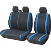 Rebeca Shop Coprisedili Auto Universali per Furgoni e Camion 3 Posti, Anteriore 2+1 Compatibile Con bracciolo (Nero - Blu)