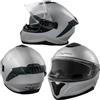 A-Pro Casco Integrale Moto Scooter Touring Visiera Interna Parasole Viaggio Argento XL
