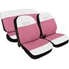 Lupex Shop Coprisedili auto compatibili con 500 Cinquecento, Bianco Rosa centrale, Made in Italy, tessuto poliestere, set sedili completi anteriori e posteriori