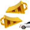 Wusideday 2Pcs Cunei Ruote Auto, Blocchis Pneumatici Ruote Ferma, Fermaruota Antiscivolo Multiuso, Cunei di Veicoli Resistenti all'Usura del Pneumatico, Giallo