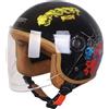QKDWQZ Casco Da Moto Demi Jet Per Bambini, Casco Da Moto Per Bambini, Casco Da Scooter Omologato ECE Con Visiera Parasole, Alla Moda Per Ragazzi E Ragazze Dai 4 Ai 14 Anni D,47-55CM