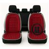 Auto Accessori Lupex Coppia di schienali universali, coprisedili anteriori, kit 2 pezzi con 92 sfere massaggianti per sedili auto furgone autobus camion sedia ufficio (Rosso + Coprivolante e cinture)