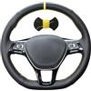 Shining wheat Coprivolante nero in similpelle per Golf 7 Mk7 New Polo Jetta Passat B8 Tiguan 2017 (linea gialla + segno giallo)