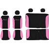 Rebeca Shop 500_Hybrid- Copri-sedili Auto Compatibili 500 Hybrid 2021 | Set Coprisedili Anteriori e Posteriori | Logo Ricamato | Airbag Compatibili | Accessori Interni (Nero/Rosa)
