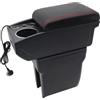 KAERGK Braccioli auto per Dacia Spring/Spring Electric/Renault K-ZE doppio spazio con portabevande 2 porte USB rapide in pelle resistente, facile da montare (linea rossa)
