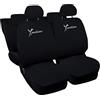 Auto Accessori Lupex - Copri-sedili Auto Compatibili Ypsilon Y, Set Copri-Sedile Completo Anteriori e Posteriori divisi 50 e 50 | Logo Ricamato (Nero)