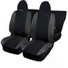 Rebeca Shop® Coprisedili Auto Compatibili con Seicento 600, Made In Italy, Tessuto Policotone 210 Grammi MQ, Logo Auto Ricamato, Anteriori e Posteriori set completo (Nero/Grigio scuro, Senza Logo)
